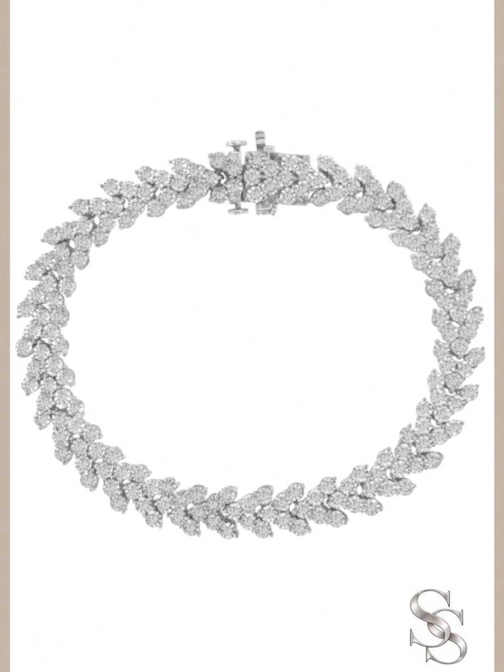2.00 cttw Diamond Laurel Wreath Sterling Silver Bracelet
